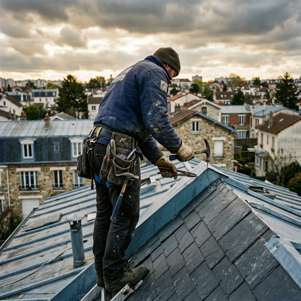 Artisan couvreur Atelier Willehem sur un chantier à Rueil-Malmaison
